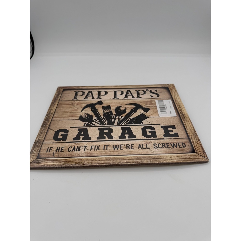 Pap Pap's Garage Wood Sign‎ Funny Shop Decor If He Can't Fix It Wall Hanging